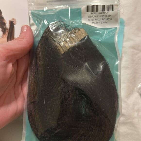 NEW DOORES Tape Hair Extensions Brown Color 20 Inch 100% HUMAN HAIR - Picture 2 of 11